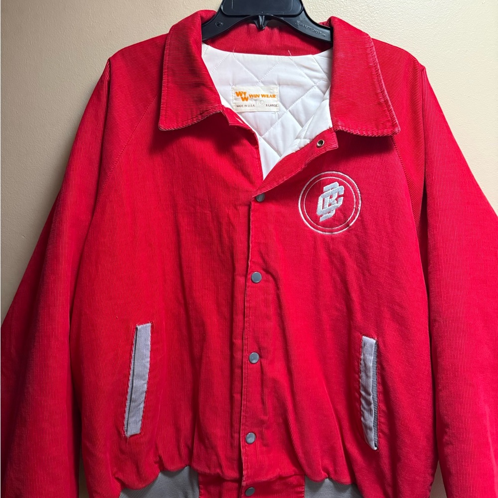 Vintage Win‎ Wear Corduroy Varsity Jacket USA Snap Front Quilted XL